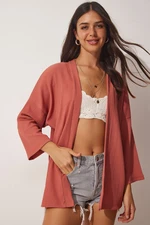 Happiness İstanbul Women's Dry Rose Seasonal Seasonal Jacket with a Layered Collar Texture Happiness İstanbul Women's Dry Rose Seasonal Seasonal Jacket with a Layered Collar Texture
