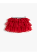 Koton Layered Tutu Skirt, Glittery, Elastic Waist, Cotton Lined.