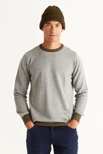 ALTINYILDIZ CLASSICS Men's Grey-Khaki Anti-Pilling Standard Fit Regular Fit Crew Neck Knitwear Sweater