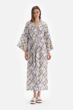 Dagi Green - Blue Linen Long Kimono