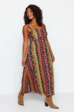 Trendyol Curve Multicolored Ethnic Print A-line Maxi Woven Dress