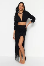 Trendyol Black Maxi Knitted Skirt With Tassels