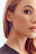 Black hanging earrings with cubic zirconia