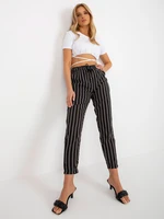 Black summer trousers SUBLEVEL made of striped fabric