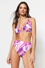 Trendyol Abstract Patterned High Waist Normal Leg Bikini Bottom