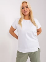 White women's blouse plus size with short sleeves