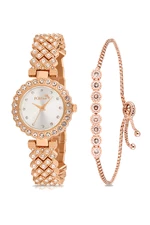 Polo Air Luxury Stone Stylish Women's Wristwatch Zircon Stone Waterway Bracelet Combination Copper Color