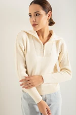 Lafaba Women's Beige Collar Detailed Knitwear Sweater