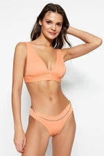 Trendyol Salmon Triangle Textured Bikini Top