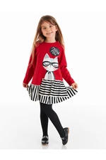 Abito da ragazza Mushi MS-20S1-054/Red, Black and White Striped