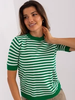 Lady's green-and-white striped blouse with short sleeves