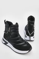 Marjin Women's Thick Sole Zippered Sports Boots Felesia Black.