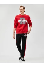 Koton Jogger Sweatpants with a racing theme and a drawstring waist with pockets.