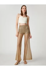 Koton Openwork Trousers with Elastic Waist and Wide Leg.