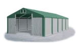 Skladový stan 5x10x2,5m střecha PVC 560g/m2 boky PVC 500g/m2 konstrukce ZIMA PLUS Šedá Zelená Zelená,Skladový stan 5x10x2,5m střecha PVC 560g/m2 boky 