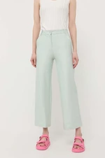Kalhoty Max Mara Leisure dámské, zelená barva, jednoduché, high waist