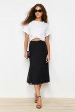 Trendyol Black Lined Tulle Maxi Knitted Skirt