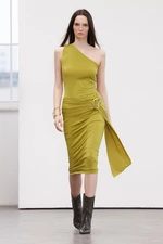 Trendyol Limited Edition Oil Green Maxi Flexible Knitted Pencil Dress with Accessory Detail