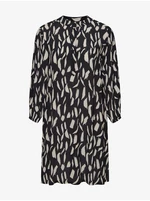 Fransa Krémovo-černé vzorované košilové šaty s tříčtvrtečním rukávem Fra - Dámské