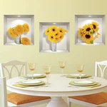 Sada 3 3D samolepiek na stenu Ambiance Sunflowers