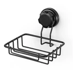 Čierny samodržiaci nástenný držiak na mydlo Compactor Bestlock Black Soap & Sponge Holder