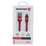 Datový kabel Swissten Textile USB/MicroUSB, 1,2m, červený