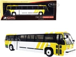 1999 TMC RTS Transit Bus 164 Downtown Dallas "Dart" White and Yellow "The Vintage Bus &amp; Motorcoach Collection" 1/87 (HO) Diecast Model by Iconic