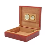 LUXFO LF1001 Brown Cedar Wood Lined Cigar Humidor With Hygrometer Box