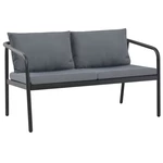 2 Seater Garden Sofa with Cushions Gray Aluminium