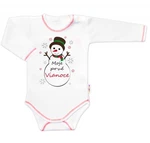 Baby Nellys Body dlouhý rukáv Moje prvé Vianoce, Sněhulák, bílé, vel. 62 (2-3m)