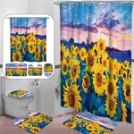 1/3/4Pcs Waterproof and Mildew ProofShower CurtainBathroom Toilet Rug Mat Set