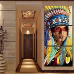 Triptych Modern Decorative Inkjet Indian Head Decorative Painting Canvas Prints Painting for Home Art Decor Wall Picture