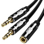 EMK 3.5mm Female to 2 Male Mic Audio Splitter Cable For Computer Headset Headphone