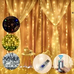 3M*1M/3M*2M USB Waterproof Sliver Wire LED String Light Curtain Tree Strip Fairy Christmas Decorations Clearance Christm