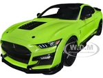 2020 Ford Mustang Shelby GT500 Grabber Lime Green Metallic with Black Top and Stripes 1/18 Diecast Model Car by Solido
