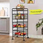 Large 2/3/4/5 Tier Kitchen Fruit Vegetable Holder Storage Trolley Basket Rack