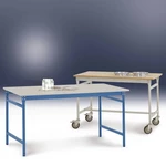 Manuflex BB3009.5021 Odkladací stolík BASIS stacionárny s doskou z PVC vo vode modrej RAL 5021, š xhxv: 750 x 500 x 780