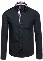Čierna pánska elegantná košeľa s dlhými rukávmi BOLF 5820