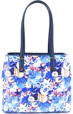 Dámská kožená kabelka s květovaným vzorem Arteddy - tmavě modrá