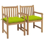 VidaXL Garden Chairs 2 pcs with Bright Green Cushions Solid Teak Wood