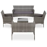5 Piece Garden Lounge Set With Cushions Poly Rattan Gray