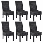 Dining Chairs 6 pcs Black Kubu Rattan and Mango Wood (3x246656)
