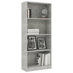 4-Tier Book Cabinet Concrete Gray 23.6"x9.4"x55.9" Chipboard