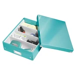 Tyrkysovomodrá škatuľa s organizérom Leitz Office, dĺžka 37 cm