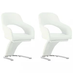 Jídelní židle 2 ks umělá kůže / chrom Dekorhome Bílá,Jídelní židle 2 ks umělá kůže / chrom Dekorhome Bílá