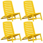 Skládací plážové židle 4 ks plast Dekorhome Žlutá,Skládací plážové židle 4 ks plast Dekorhome Žlutá