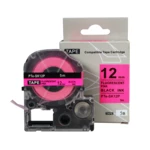 Epson SK12P, 12mm x 5m, černý tisk / fluorescenční růžový podklad, kompatibilní páska