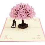 3D Cherry Blossom Greeting Card DIY Handmade 3D Stereo Laser Paper Carving Greeting Card Birthday Gift Confession Greeti