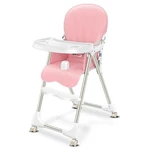 Ditong Portable Folding Baby High Chair Adjustable Plate Lockable Wheels PU Seat with Environmental Protection Material
