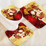 Santa Claus Waterproof Bathroom Toilet Seat Covers Mats Non-Slip Rugs Bath Mats Set Print Home Decor